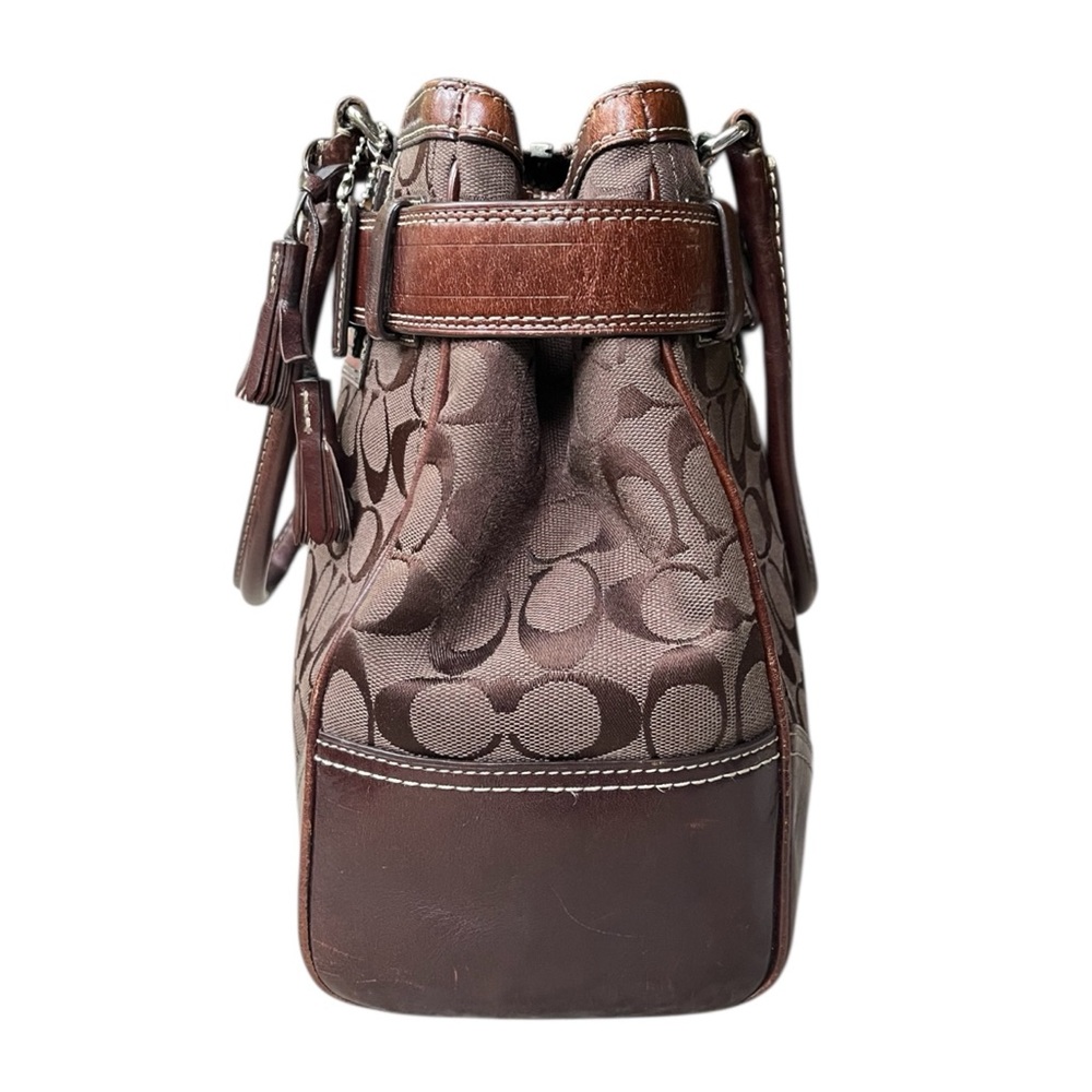 Coach Brown Signature Canvas Satchel with Leather Trim - Picture 8 of 15
